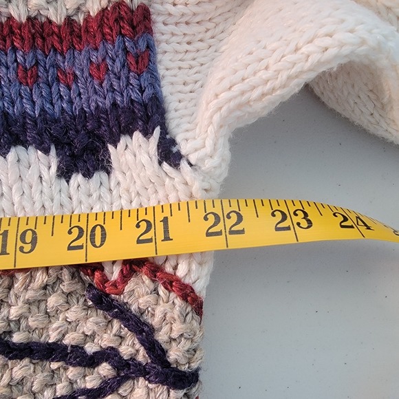 Spice of Life Cardigan Womens S Cream Multi Vintage Chunky Knit Geometric Good - Picture 4 of 8